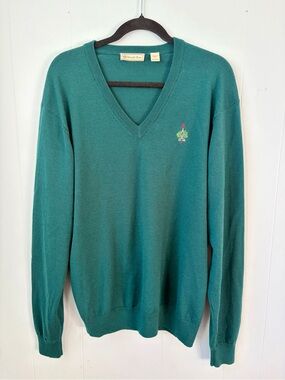 Donald Ross Men's Holiday Fall Merion Golf V-Neck Merino Wool Sweater L